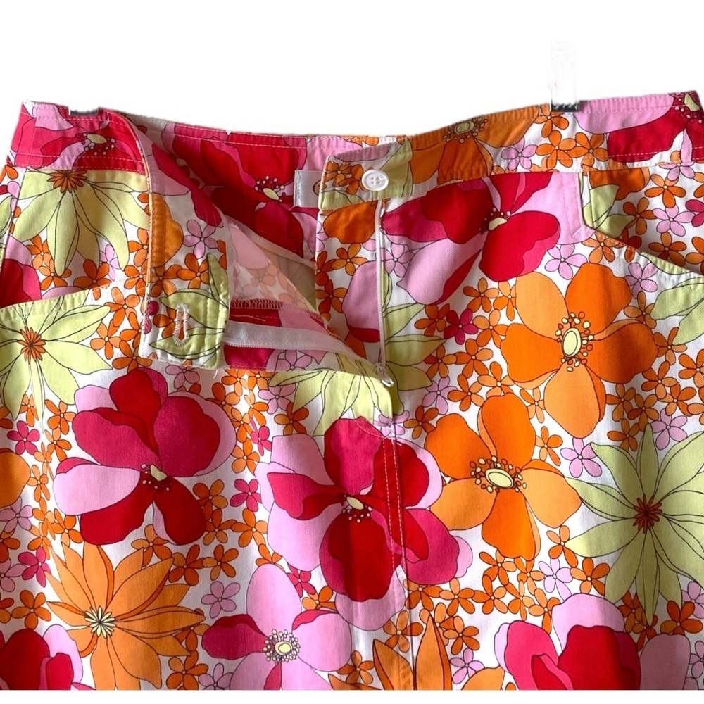 Talbots Women Straight Pencil Skirt Multi Colored Floral Print Cotton Blend 12 - Picture 4 of 8
